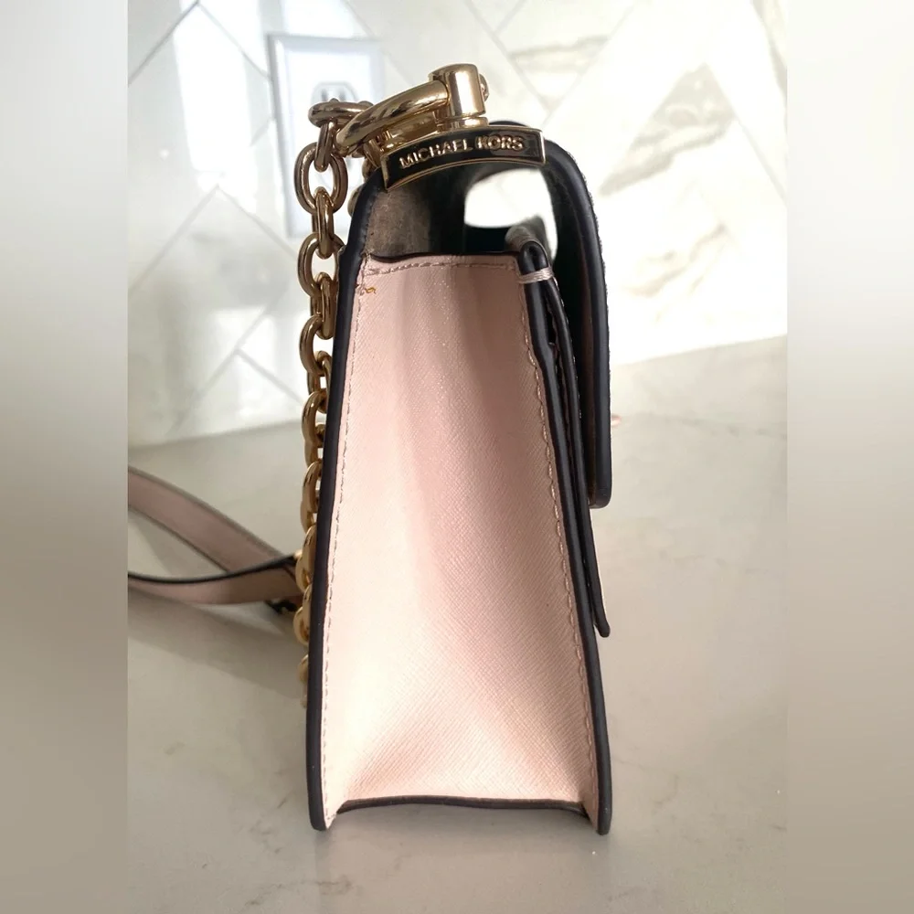 Michael Kors Greenwich Convertible Crossbody in Soft Pink Saffiano Leather